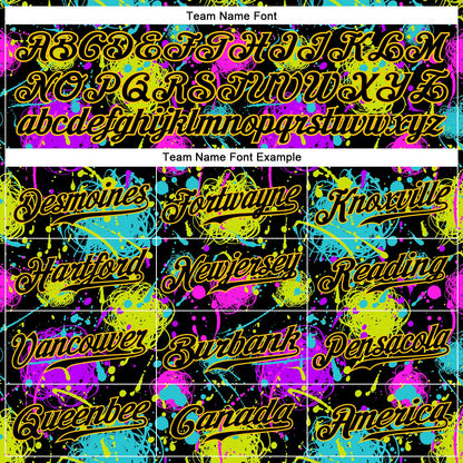 Custom Graffiti Pattern Black-Gold 3D Neon Splatter Authentic Baseball Jersey - Sky-Custom