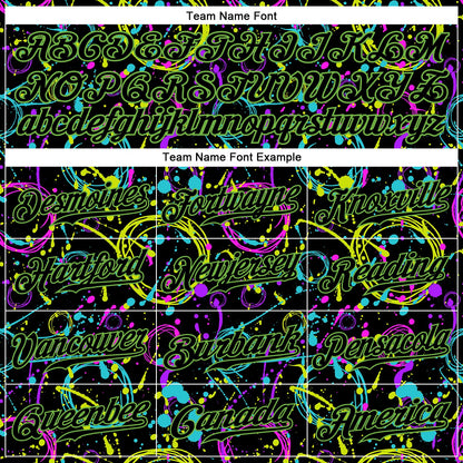 Custom Graffiti Pattern Black-Neon Green 3D Neon Splatter Authentic Baseball Jersey - Sky-Custom
