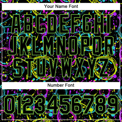 Custom Graffiti Pattern Black-Neon Green 3D Neon Splatter Authentic Baseball Jersey - Sky-Custom