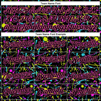 Custom Graffiti Pattern Black-Pink 3D Neon Splatter Authentic Baseball Jersey - Sky-Custom