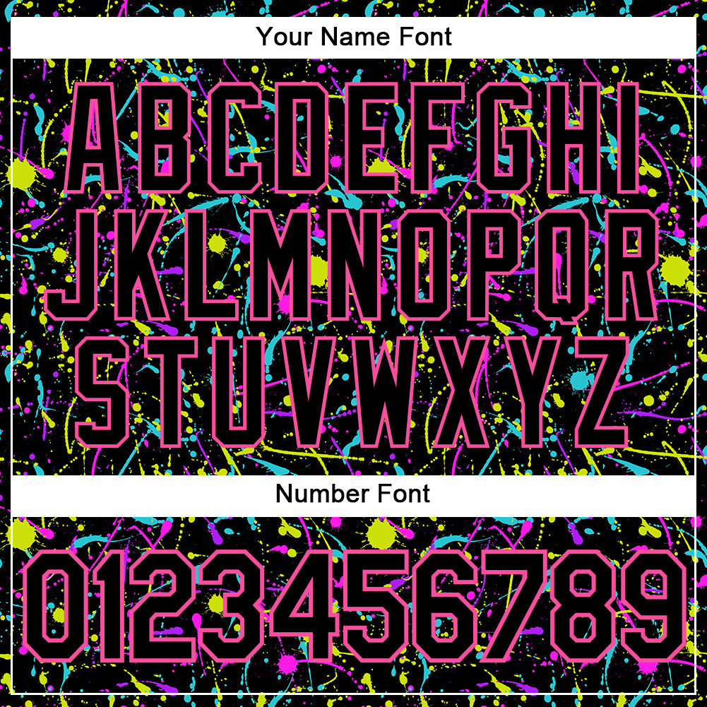 Custom Graffiti Pattern Black-Pink 3D Neon Splatter Authentic Baseball Jersey - Sky-Custom