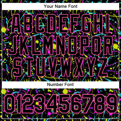 Custom Graffiti Pattern Black-Pink 3D Neon Splatter Authentic Baseball Jersey - Sky-Custom