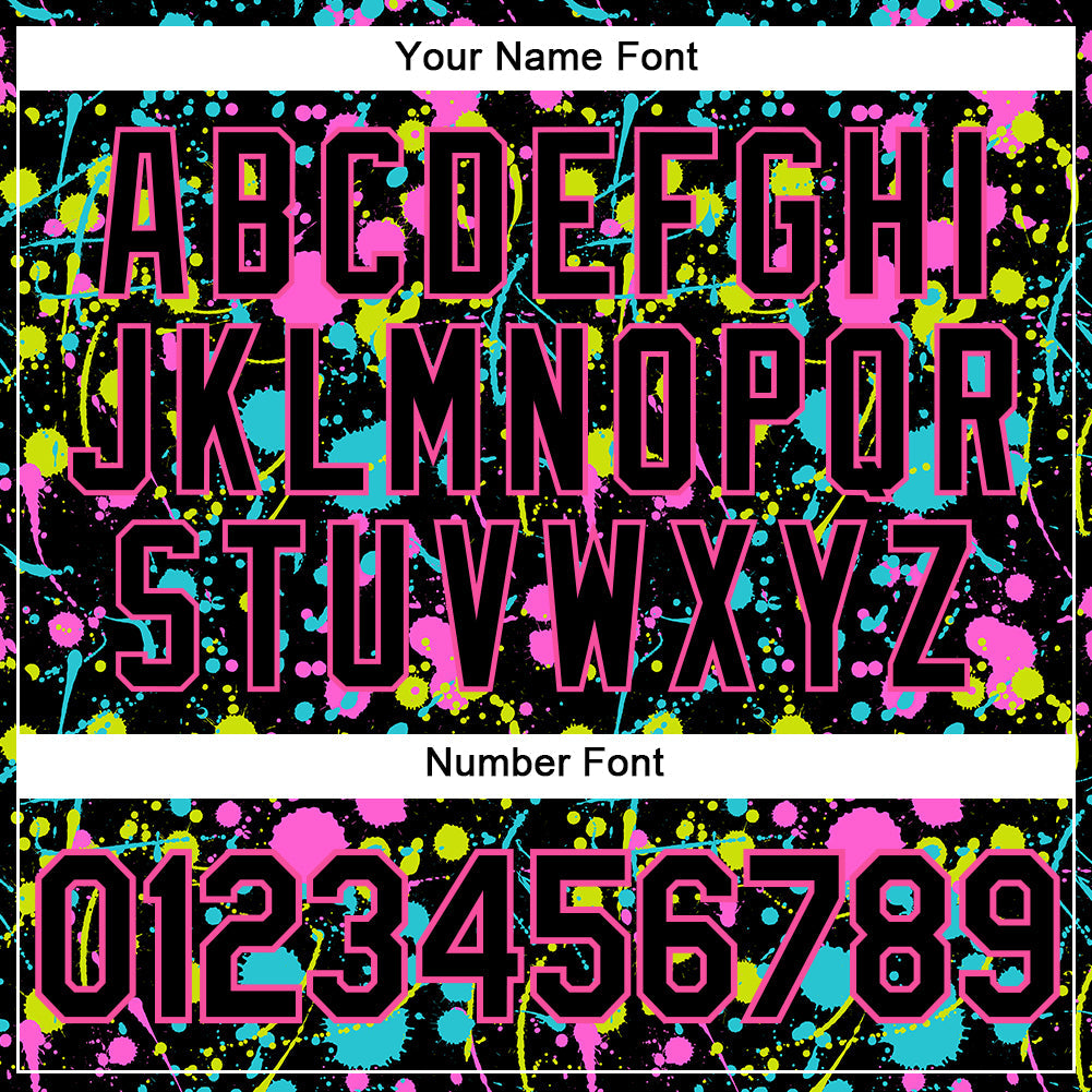 Custom Graffiti Pattern Black-Pink 3D Neon Splatter Authentic Baseball Jersey - Sky-Custom