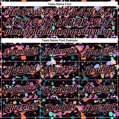 Custom Graffiti Pattern Black-Medium Pink 3D Expressive Splatter Authentic Baseball Jersey - Sky-Custom