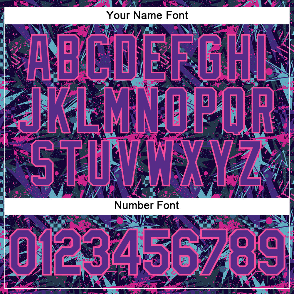 Custom Graffiti Pattern Purple-Pink 3D Creative Geometric Figures And Dots Authentic Baseball Jersey - Sky-Custom