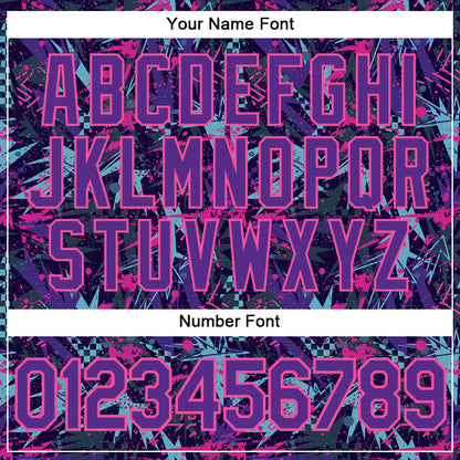 Custom Graffiti Pattern Purple-Pink 3D Creative Geometric Figures And Dots Authentic Baseball Jersey - Sky-Custom