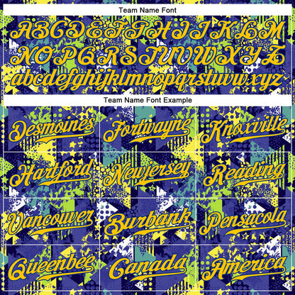 Custom Graffiti Pattern Royal-Gold 3D Creative Geometric Figures Triangle And Dots Authentic Baseball Jersey - Sky-Custom