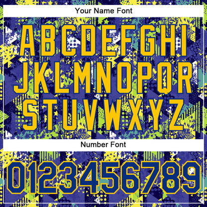 Custom Graffiti Pattern Royal-Gold 3D Creative Geometric Figures Triangle And Dots Authentic Baseball Jersey - Sky-Custom