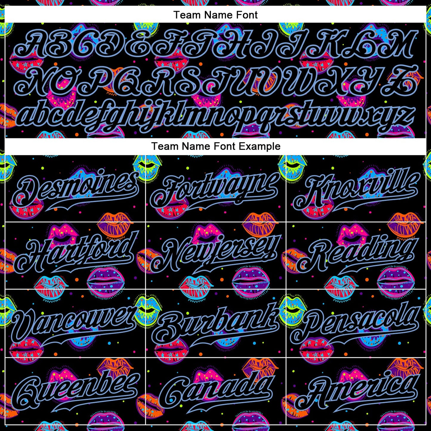 Custom Graffiti Pattern Black-Light Blue 3D Dots And Kiss Lips Authentic Baseball Jersey - Sky-Custom