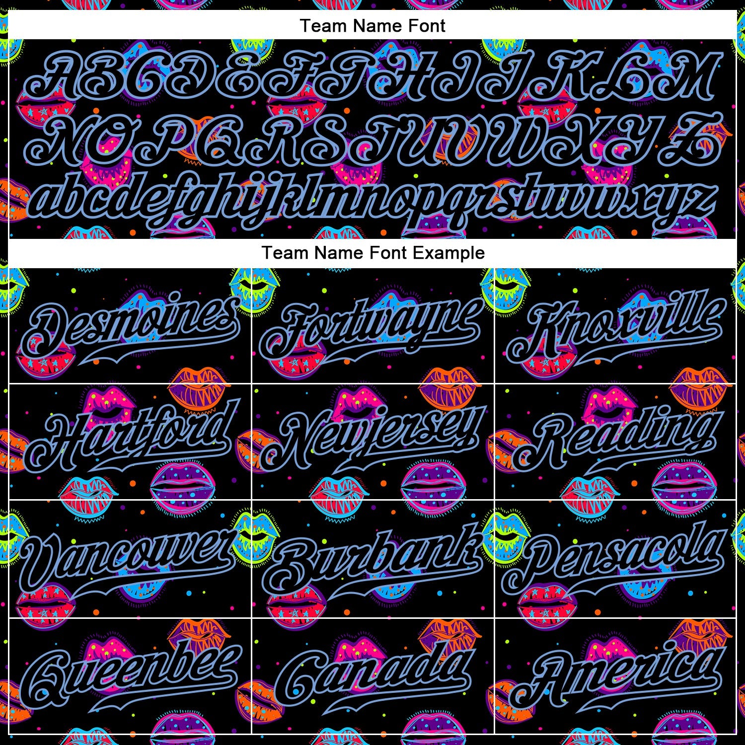 Custom Graffiti Pattern Black-Light Blue 3D Dots And Kiss Lips Authentic Baseball Jersey - Sky-Custom