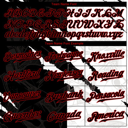 Custom Graffiti Pattern Red-Black 3D Scratch Authentic Baseball Jersey - Sky-Custom