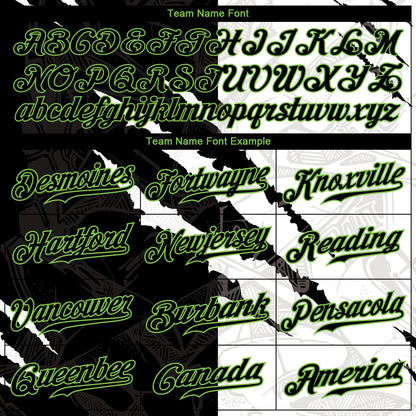 Custom Graffiti Pattern Black-Neon Green 3D Scratch Authentic Baseball Jersey - Sky-Custom
