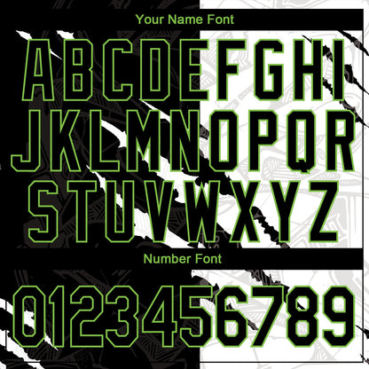 Custom Graffiti Pattern Black-Neon Green 3D Scratch Authentic Baseball Jersey - Sky-Custom