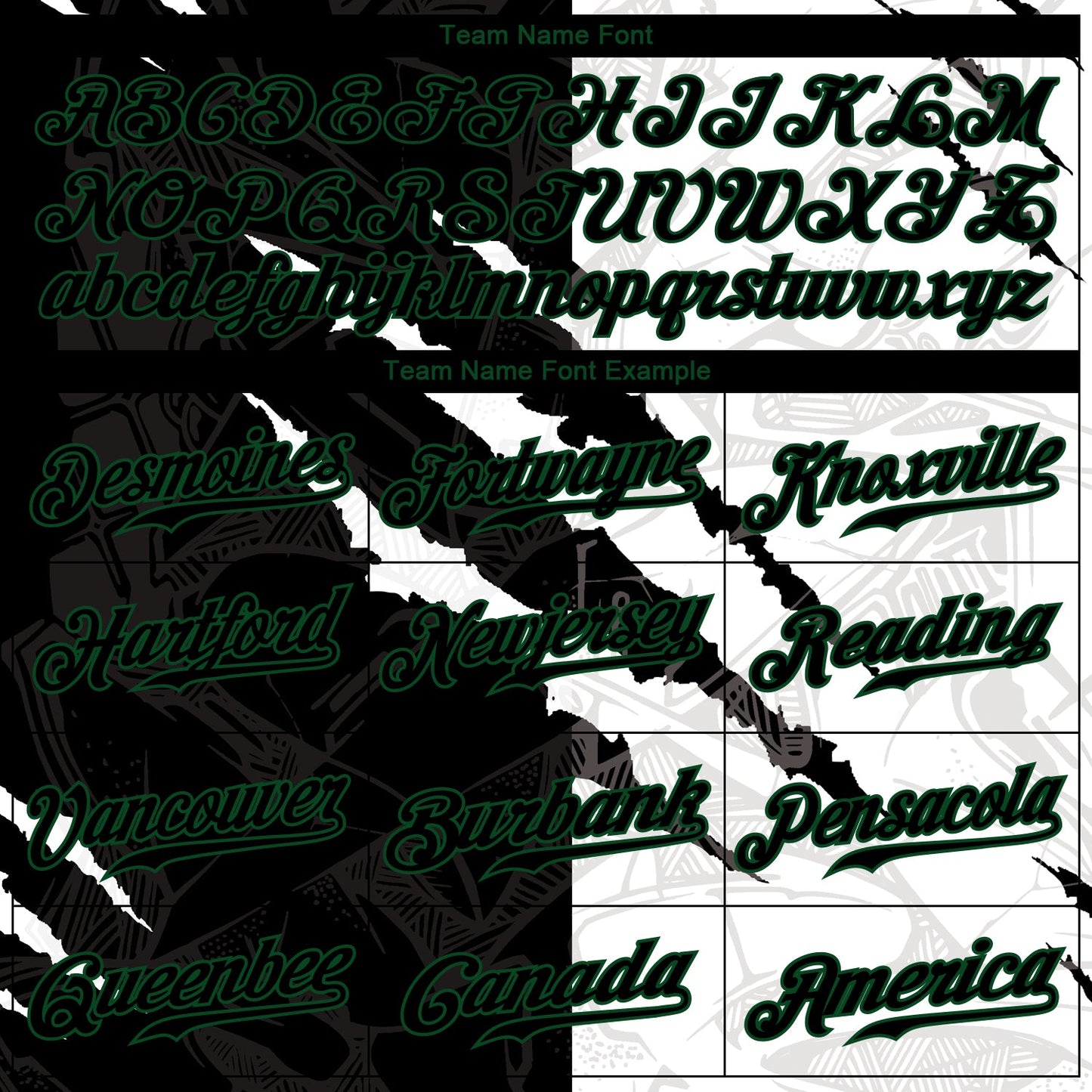 Custom Graffiti Pattern Black-Kelly Green 3D Scratch Authentic Baseball Jersey - Sky-Custom