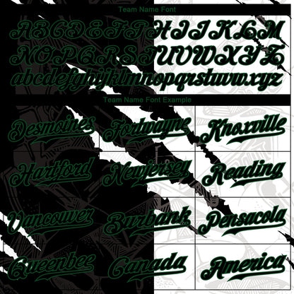 Custom Graffiti Pattern Black-Kelly Green 3D Scratch Authentic Baseball Jersey - Sky-Custom