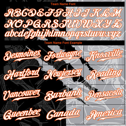 Custom Graffiti Pattern White Gray-Orange 3D Scratch Authentic Baseball Jersey - Sky-Custom