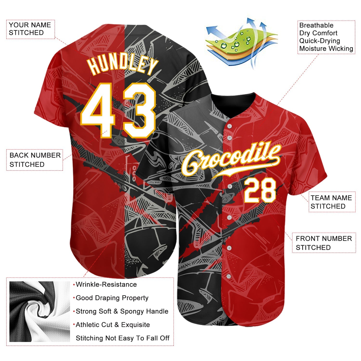 Custom Graffiti Pattern White Black-Yellow 3D Scratch Authentic Baseball Jersey - Sky-Custom