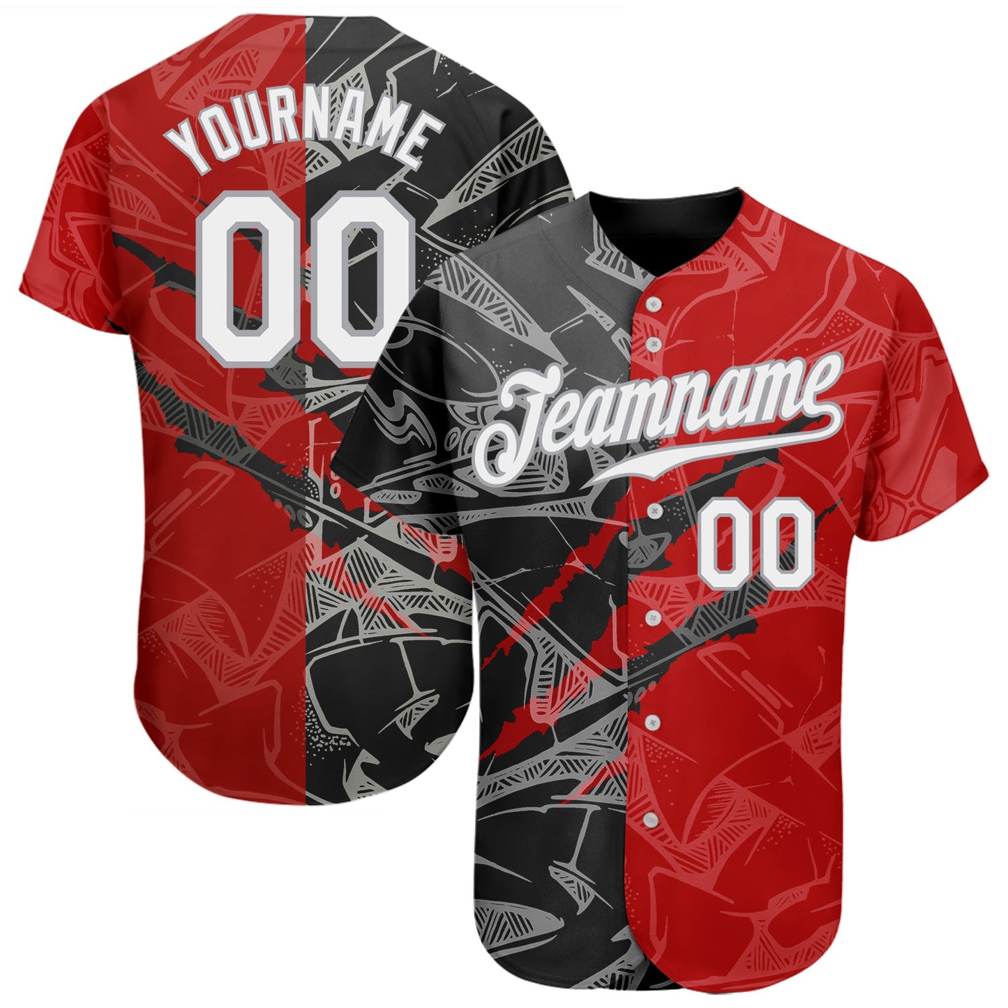 Custom Graffiti Pattern White Black-Gray 3D Scratch Authentic Baseball Jersey - Sky-Custom