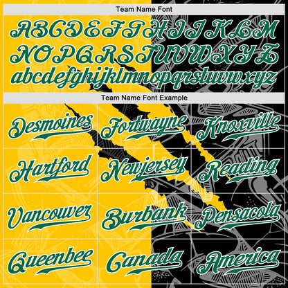 Custom Graffiti Pattern Kelly Green Yellow-Black 3D Scratch Authentic Baseball Jersey - Sky-Custom