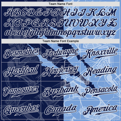 Custom Graffiti Pattern Navy-Light Blue 3D Scratch Authentic Baseball Jersey - Sky-Custom