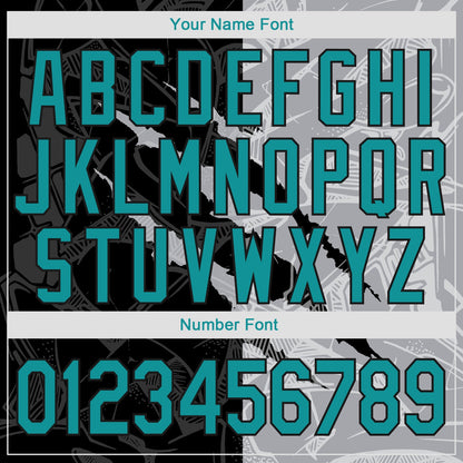 Custom Graffiti Pattern Teal Gray-Black 3D Scratch Authentic Baseball Jersey - Sky-Custom