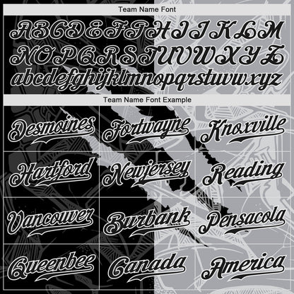 Custom Graffiti Pattern Black-Gray 3D Scratch Authentic Baseball Jersey - Sky-Custom