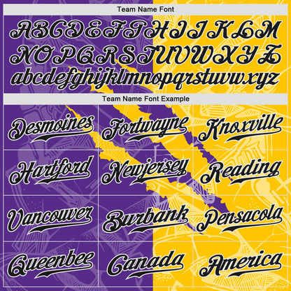 Custom Graffiti Pattern Black Yellow-Purple 3D Scratch Authentic Baseball Jersey - Sky-Custom