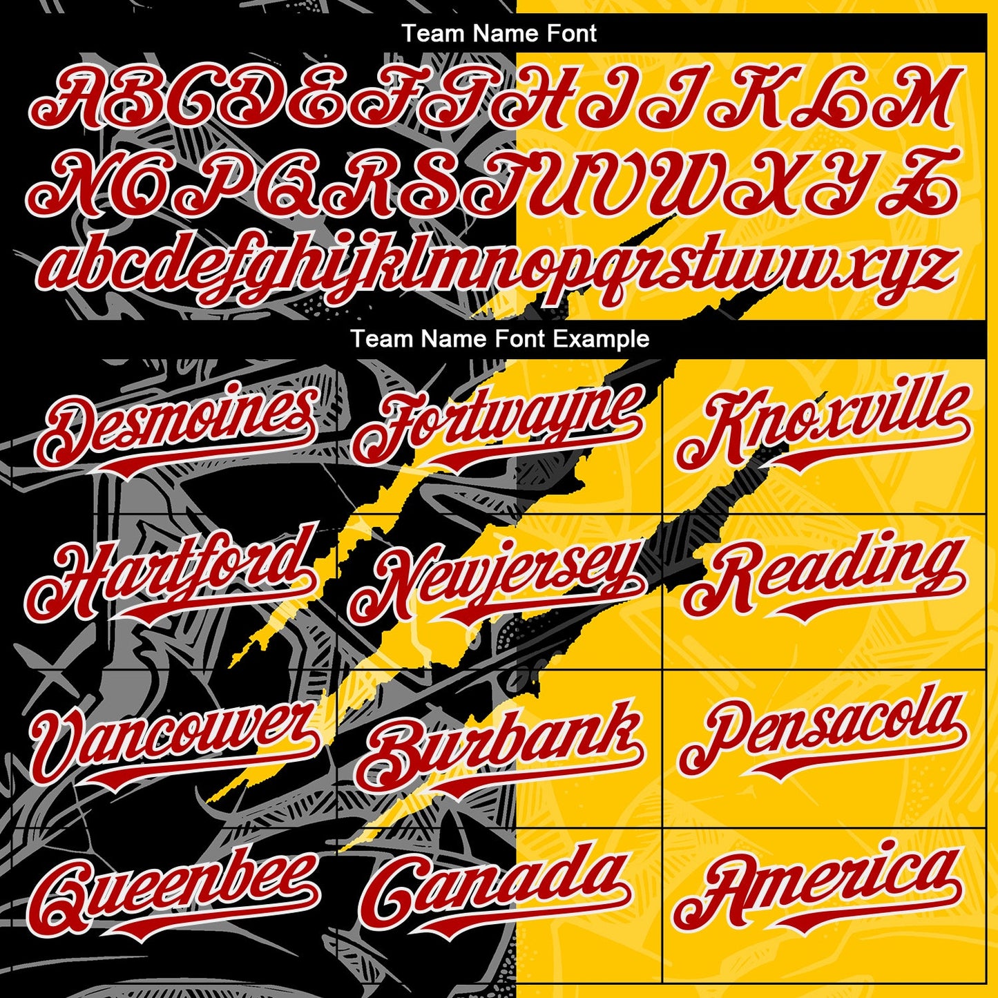 Custom Graffiti Pattern Red Yellow-Black 3D Scratch Authentic Baseball Jersey - Sky-Custom