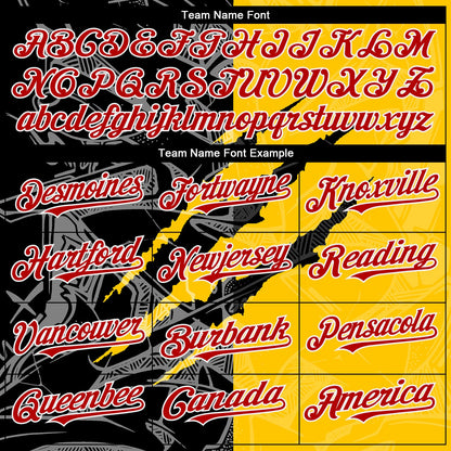 Custom Graffiti Pattern Red Yellow-Black 3D Scratch Authentic Baseball Jersey - Sky-Custom