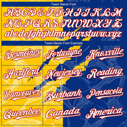 Custom Graffiti Pattern White Royal Yellow-Red 3D Scratch Authentic Baseball Jersey - Sky-Custom