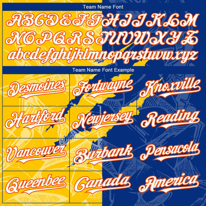 Custom Graffiti Pattern White Royal Yellow-Orange 3D Scratch Authentic Baseball Jersey - Sky-Custom