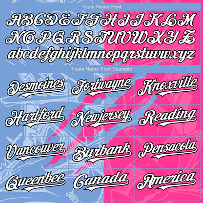 Custom Graffiti Pattern White Pink Light Blue-Black 3D Scratch Authentic Baseball Jersey - Sky-Custom