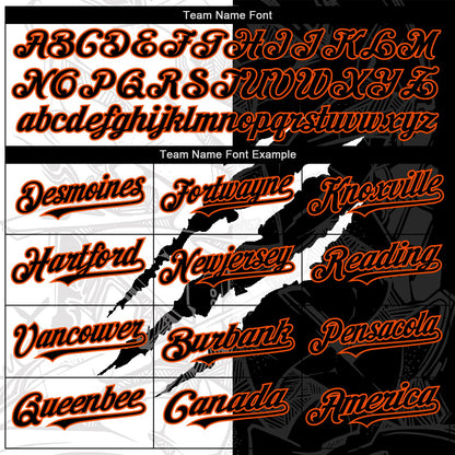 Custom Graffiti Pattern Black-Orange 3D Scratch Authentic Baseball Jersey - Sky-Custom