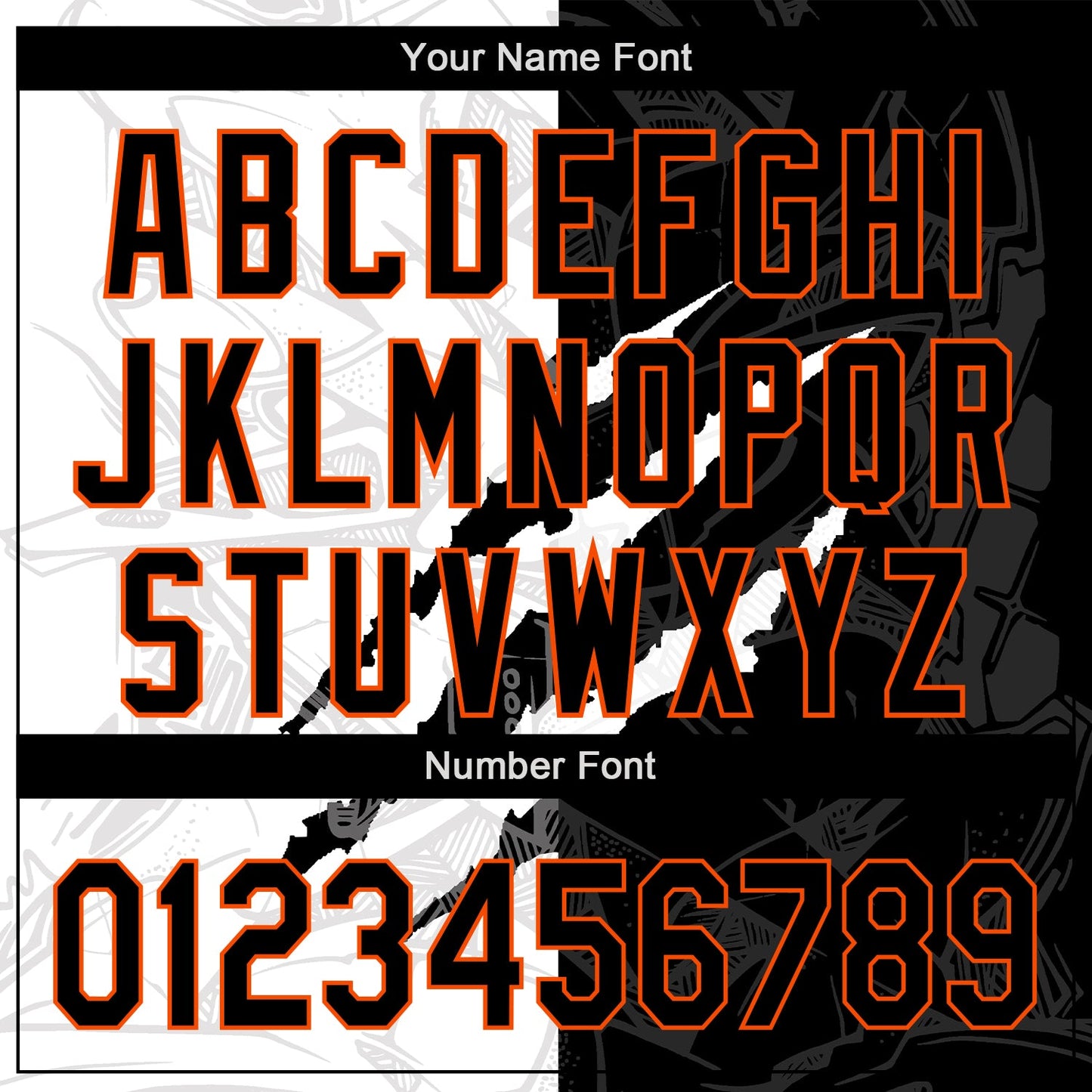 Custom Graffiti Pattern Black-Orange 3D Scratch Authentic Baseball Jersey - Sky-Custom