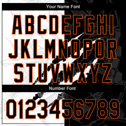 Custom Graffiti Pattern Black-Orange 3D Scratch Authentic Baseball Jersey - Sky-Custom