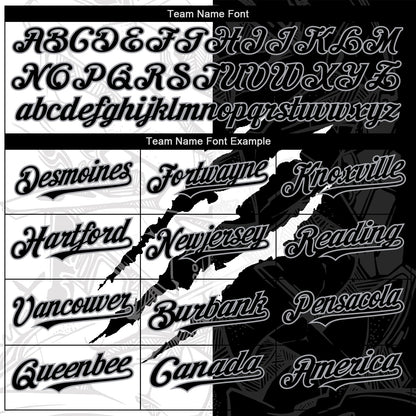 Custom Graffiti Pattern Black-Gray 3D Scratch Authentic Baseball Jersey - Sky-Custom
