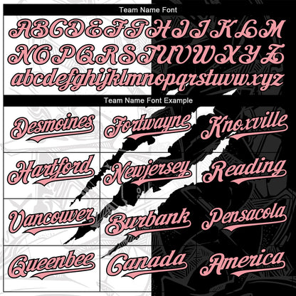Custom Graffiti Pattern Medium Pink-Black 3D Scratch Authentic Baseball Jersey - Sky-Custom