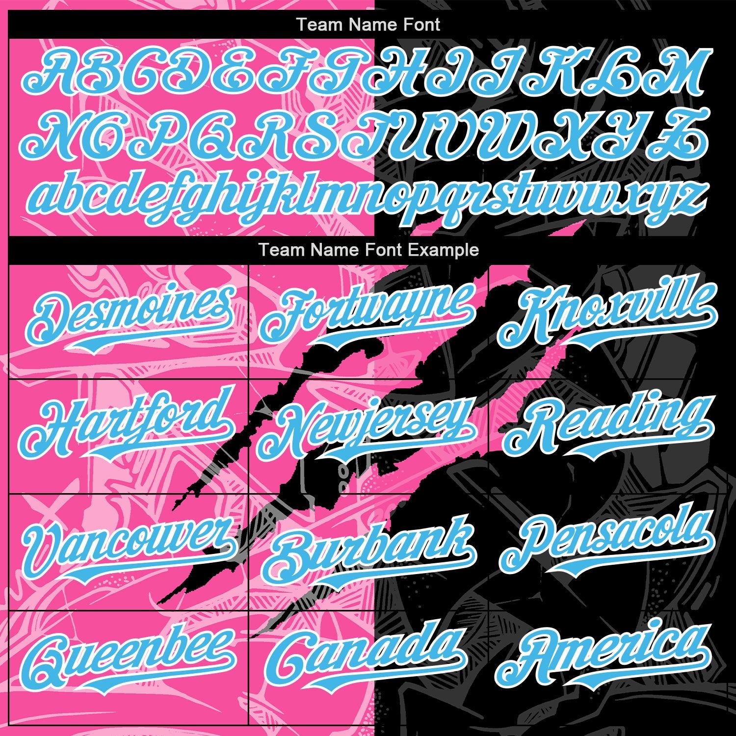 Custom Graffiti Pattern Sky Blue Black-Pink 3D Scratch Authentic Baseball Jersey - Sky-Custom