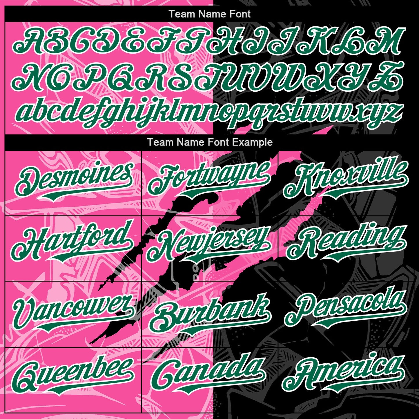 Custom Graffiti Pattern Kelly Green Black-Pink 3D Scratch Authentic Baseball Jersey - Sky-Custom