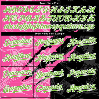 Custom Graffiti Pattern Neon Green Black-Pink 3D Scratch Authentic Baseball Jersey - Sky-Custom