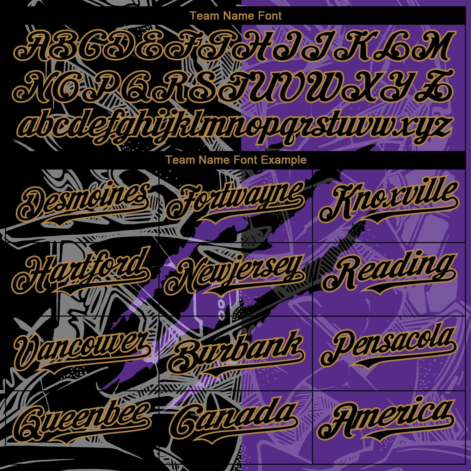 Custom Graffiti Pattern Black Purple-Old Gold 3D Scratch Authentic Baseball Jersey - Sky-Custom