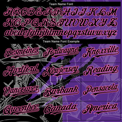 Custom Graffiti Pattern Black Purple-Pink 3D Scratch Authentic Baseball Jersey - Sky-Custom