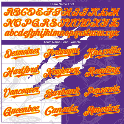 Custom Graffiti Pattern Orange Purple-Gold 3D Scratch Authentic Baseball Jersey - Sky-Custom