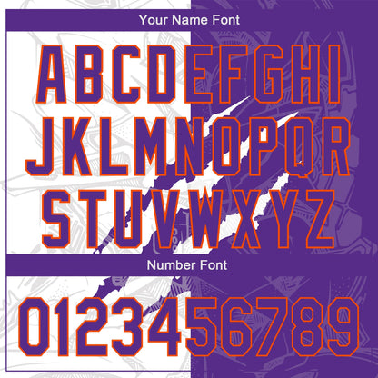 Custom Graffiti Pattern Purple-Orange 3D Scratch Authentic Baseball Jersey - Sky-Custom