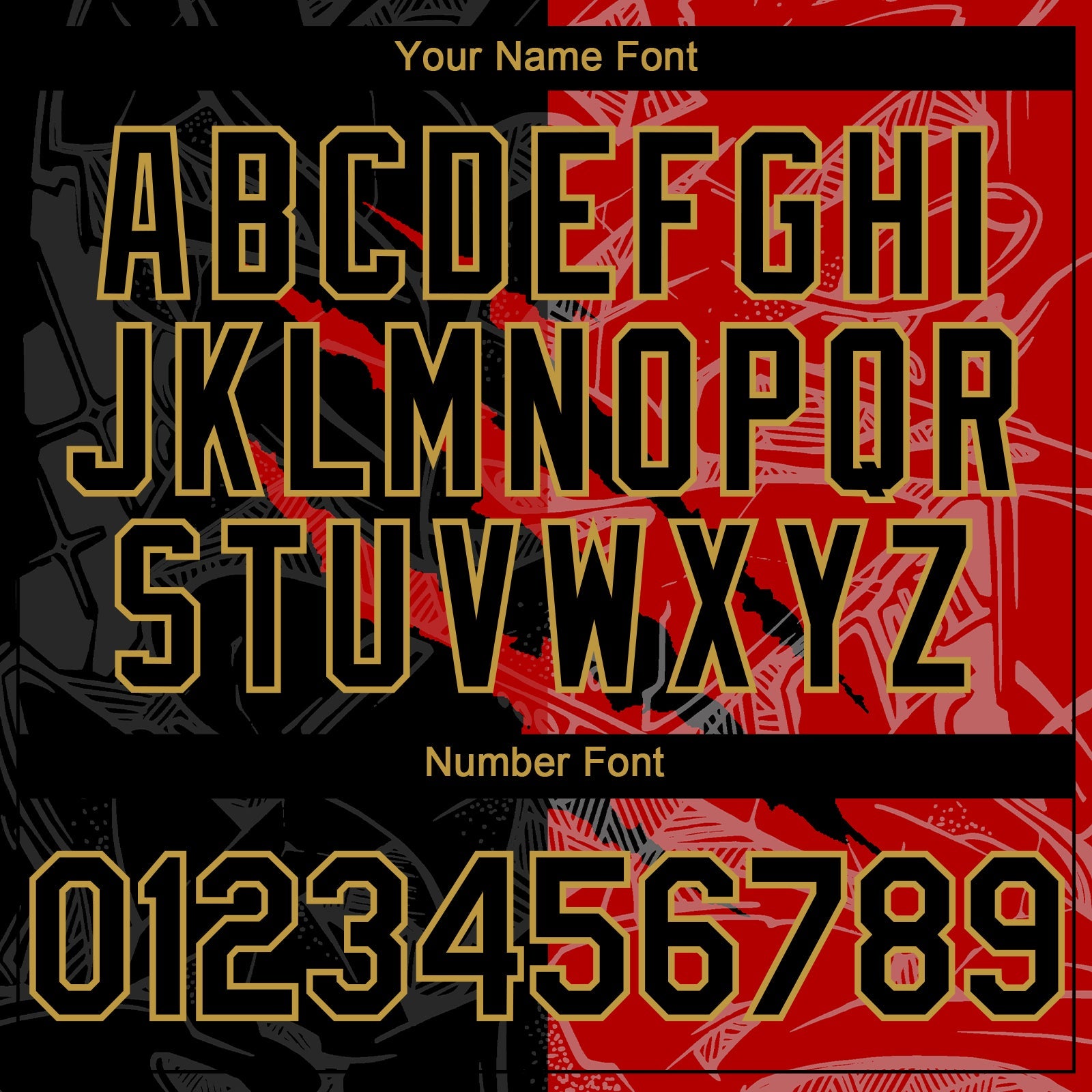 Custom Graffiti Pattern Black Red-Old Gold 3D Scratch Authentic Baseball Jersey - Sky-Custom