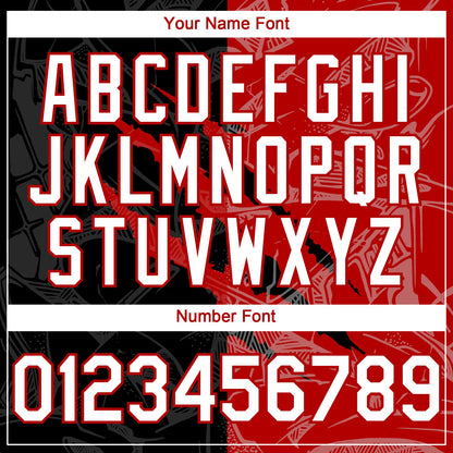 Custom Graffiti Pattern White Black-Red 3D Scratch Authentic Baseball Jersey - Sky-Custom