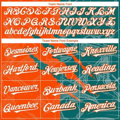 Custom Graffiti Pattern White Orange-Teal 3D Scratch Authentic Baseball Jersey - Sky-Custom