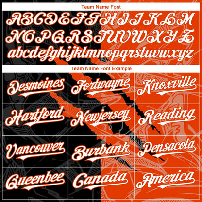 Custom Graffiti Pattern White Black-Orange 3D Scratch Authentic Baseball Jersey - Sky-Custom
