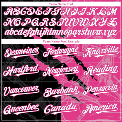 Custom Graffiti Pattern White Black-Pink 3D Scratch Authentic Baseball Jersey - Sky-Custom