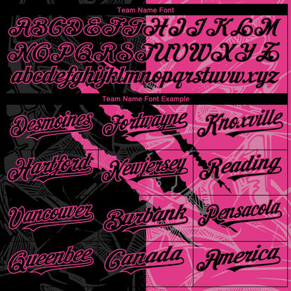 Custom Graffiti Pattern Black-Pink 3D Scratch Authentic Baseball Jersey - Sky-Custom